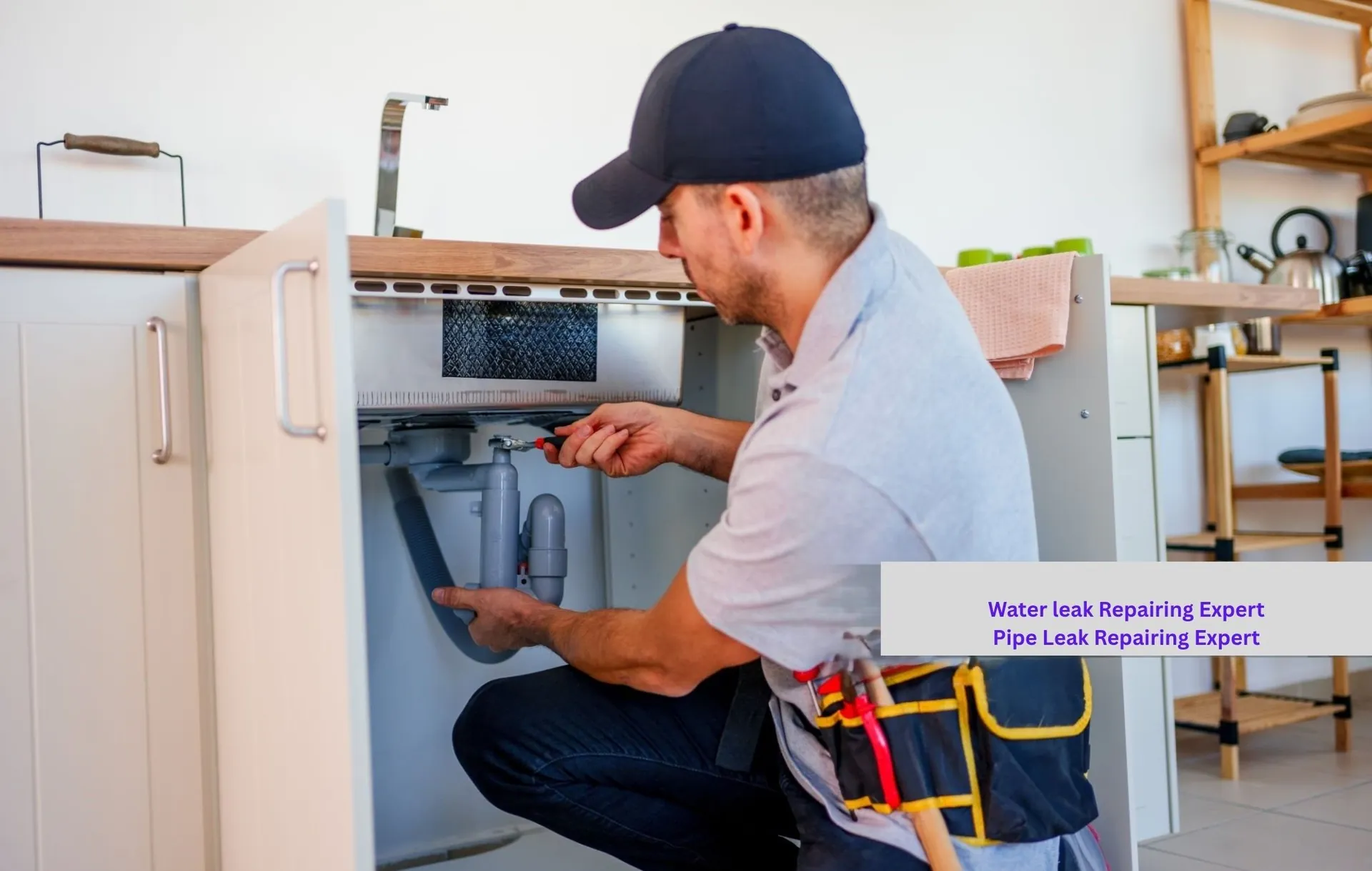 Technician using electronic leak detection equipment in a Las Vegas home